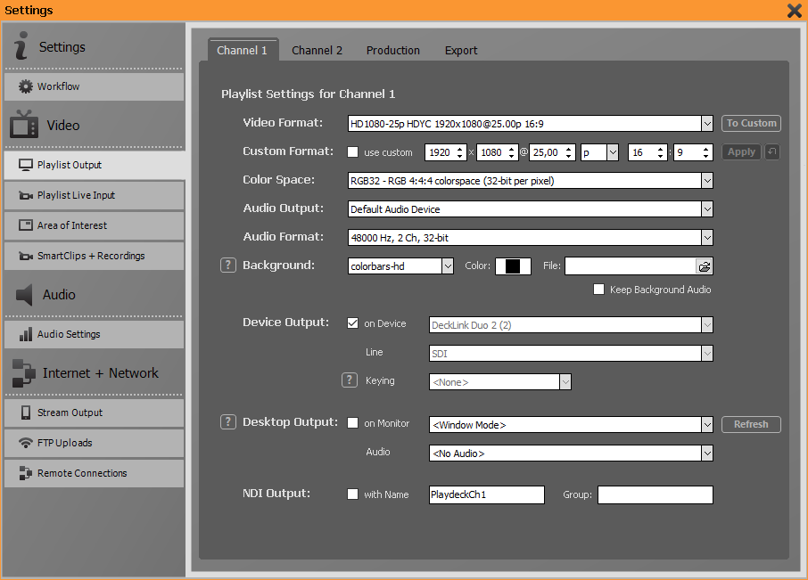 PLAYDECK Professional Video Playback Playout Software for Windows * Settings for Internal Keying