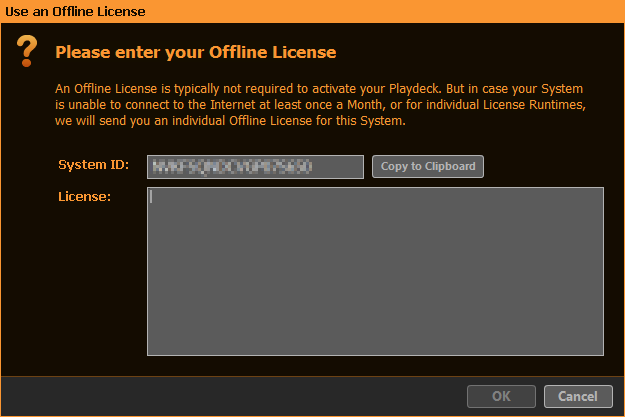 PLAYDECK Professional Video Playback Playout Software for Windows * License Manager Offline License Activation