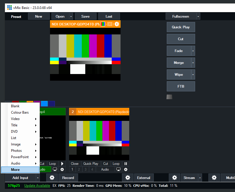 PLAYDECK Professional Video Playback Playout Software for Windows * Send and Receive Video to and from vMix